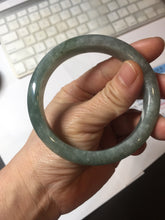 Load image into Gallery viewer, 58.2mm certified type A 100% Natural oily dark green gray black with flying snow Jadeite jade bangle PC206-7680
