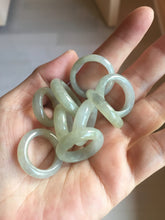 Load image into Gallery viewer, Size 6 -9 1/2 100% natural type A icy watery light yellow gray black white (灰冰) jadeite jade band ring PC228
