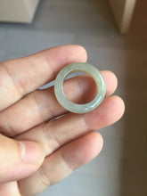 Load image into Gallery viewer, Size 6 -9 1/2 100% natural type A icy watery light yellow gray black white (灰冰) jadeite jade band ring PC228
