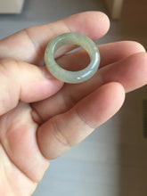 Load image into Gallery viewer, Size 6 -9 1/2 100% natural type A icy watery light yellow gray black white (灰冰) jadeite jade band ring PC228
