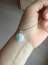 Load image into Gallery viewer, 15.2mm Type A 100% Natural sunny green/white Abacus-Bead Peace and Safety Guardian Donuts Buckle jadeite Pendant group  PH114-1
