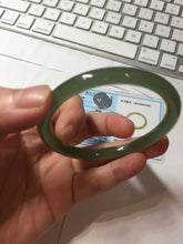 Load image into Gallery viewer, 53.7mm Certified 100% Natural lake green gray black Nephrite Bangle HN174-6922

