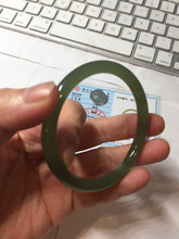 Load image into Gallery viewer, 53.7mm Certified 100% Natural lake green gray black Nephrite Bangle HN174-6922
