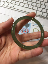 Load image into Gallery viewer, 53.7mm Certified 100% Natural lake green gray black Nephrite Bangle HN174-6922
