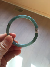 Load image into Gallery viewer, 54mm Certified Type A 100% Natural dark green/blue/gray with Guatemala slim round cut Jadeite bangle PE50-7019
