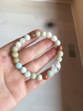 Load image into Gallery viewer, 7-7.6mm 100% natural type A green/white/yellow/brown jadeite jade beads bracelet AQ73
