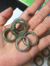 Load image into Gallery viewer, 17.9mm/size 7 3/4 100% natural type A icy watery dark green/light green/yellow/gray jadeite jade band ring BF34
