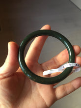 Load image into Gallery viewer, 56.3mm 100% Natural dark green/black meteorite Stellar Night sky slim round cut nephrite bangle HN59-0758
