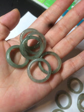 Load image into Gallery viewer, 17.9mm/size 7 3/4 100% natural type A icy watery dark green/light green/yellow/gray jadeite jade band ring BF34
