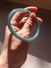 Load image into Gallery viewer, 56.5mm Certified Type A 100% Natural dark green/blue/gray Guatemala slim round cut Jadeite bangle PE51-7057
