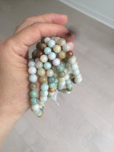 Load image into Gallery viewer, 7-7.6mm 100% natural type A green/white/yellow/brown jadeite jade beads bracelet AQ73
