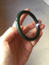 Load image into Gallery viewer, 56.3mm 100% Natural dark green/black meteorite Stellar Night sky slim round cut nephrite bangle HN59-0758

