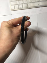 Load image into Gallery viewer, 60.5mm 100% Natural dark green/black meteorite Stellar Night sky round cut nephrite bangle HN78-1252
