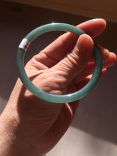 Load image into Gallery viewer, 56.5mm Certified Type A 100% Natural dark green/blue/gray Guatemala slim round cut Jadeite bangle PE51-7057
