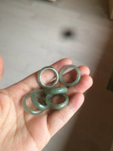 Load image into Gallery viewer, 17.9mm/size 7 3/4 100% natural type A icy watery dark green/light green/yellow/gray jadeite jade band ring BF34
