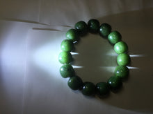 Load image into Gallery viewer, 14x13mm 100% Natural dark green/black/gray(碧玉) vintage style nephrite Jade bead bracelet HE109
