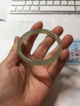 Load image into Gallery viewer, 51.5mm Certified 100% Natural icy watery light green yellow gray Clear Sky Water Green (晴水)Nephrite Bangle HN175-6930
