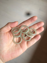 Load image into Gallery viewer, 17.9mm/size 7 3/4 100% natural type A icy watery dark green/light green/yellow/gray jadeite jade band ring BF34
