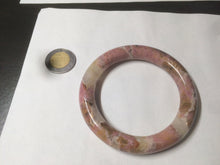 Load image into Gallery viewer, 52.3mm 100% natural pink/golden round cut rose stone (Rhodonite)bangle XY78
