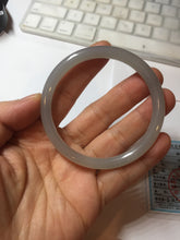 Load image into Gallery viewer, 55mm Certified 100% Natural icy watery gray black(灰冰) smoky gray(烟紫) slim round cut nephrite jade bangle HT124-9091
