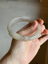 Load image into Gallery viewer, 56mm 100% natural light Pink/black/purple Quartzite (Shetaicui jade) 3D carved Bow knot bangle SY8
