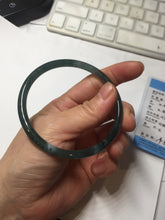 Load image into Gallery viewer, 58.5mm Certified Type A 100% Natural icy watery light green/blue/gray Guatemala slim round cut Jadeite bangle BG94-2498
