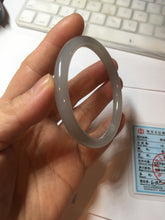 Load image into Gallery viewer, 55mm Certified 100% Natural icy watery gray black(灰冰) smoky gray(烟紫) slim round cut nephrite jade bangle HT124-9091
