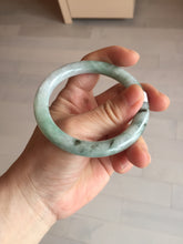 Load image into Gallery viewer, 55.2mm certified 100% natural Type A light green with green floating flowers round cut jadeite jade bangle BS109-2524
