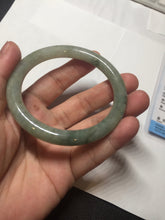 Load image into Gallery viewer, 55.8mm Certified type A 100% Natural  light green gray round cut Jadeite bangle PD38-9582
