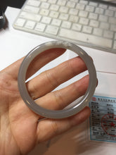 Load image into Gallery viewer, 55mm Certified 100% Natural icy watery gray black(灰冰) smoky gray(烟紫) slim round cut nephrite jade bangle HT124-9091
