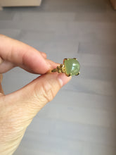 Load image into Gallery viewer, 100% Natural light green gray nephrite cabochon Jade ring (adjustable size) HE113
