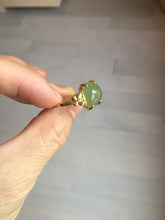 Load image into Gallery viewer, 100% Natural light green gray nephrite cabochon Jade ring (adjustable size) HE113
