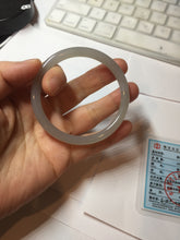Load image into Gallery viewer, 55mm Certified 100% Natural icy watery gray black(灰冰) smoky gray(烟紫) slim round cut nephrite jade bangle HT124-9091
