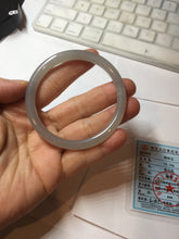 Load image into Gallery viewer, 55mm Certified 100% Natural icy watery gray black(灰冰) smoky gray(烟紫) slim round cut nephrite jade bangle HT124-9091
