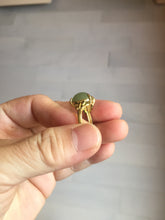 Load image into Gallery viewer, 100% Natural light green gray nephrite cabochon Jade ring (adjustable size) HE113
