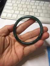 Load image into Gallery viewer, 54mm Certified Type A 100% Natural dark green/blue/gray Guatemala slim round cut Jadeite bangle PC184-0790
