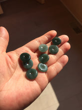 Load image into Gallery viewer, 12-18mm Type A 100% Natural blue light green dark green gray Guatemala Jadeite Jade Safety Guardian Button donuts Pendant group BS142
