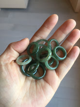 Load image into Gallery viewer, 100% natural type A ice watery oily dark green/gray/black(冰油青) jadeite jade band ring PB121
