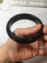 Load image into Gallery viewer, 62mm 100% Natural dark green/black meteorite Stellar Night sky nephrite bangle HN80
