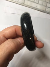 Load image into Gallery viewer, 62mm 100% Natural dark green/black meteorite Stellar Night sky nephrite bangle HN80
