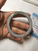 Load image into Gallery viewer, 56.8mm Certified 100% natural Type A icy watery oily dark green/gray(淡油青) jadeite jade bangle PB174-0353
