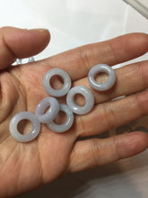 Load image into Gallery viewer, 16.4-17mm Type A 100% Natural light purple white gray Jadeite Safety Guardian Button donuts pendant PF27
