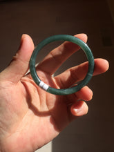 Load image into Gallery viewer, 50.5mm Certified Type A 100% Natural dark green/blue/gray Guatemala slim round cut oval Jadeite bangle BP195-2469
