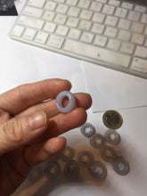 Load image into Gallery viewer, 16.4-17mm Type A 100% Natural light purple white gray Jadeite Safety Guardian Button donuts pendant PF27
