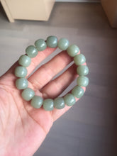 Load image into Gallery viewer, 12x10.7mm 100% Natural light green/yellow vintage style nephrite Jade bead bracelet HE98
