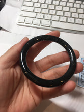 Load image into Gallery viewer, 54.2mm 100% Natural Dark Green/Black Meteorite Starry Night Sky Galaxy Nephrite Bangle HN177-0566
