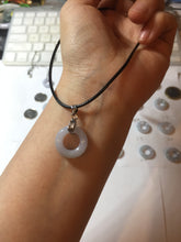 Load image into Gallery viewer, 16.4-17mm Type A 100% Natural light purple white gray Jadeite Safety Guardian Button donuts pendant PF27
