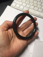 Load image into Gallery viewer, 61.2mm 100% Natural dark green/black meteorite Stellar Night sky round cut nephrite bangle HN81-0748
