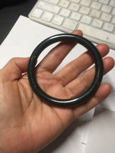 Load image into Gallery viewer, 61.2mm 100% Natural dark green/black meteorite Stellar Night sky round cut nephrite bangle HN81-0748
