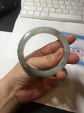 Load image into Gallery viewer, 56.8mm Certified 100% natural Type A icy watery oily dark green/gray(淡油青) jadeite jade bangle PB174-0353
